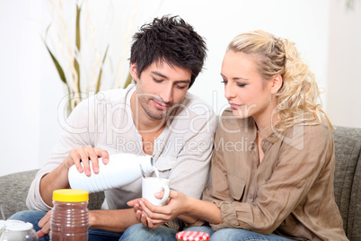 Couple drinking milk