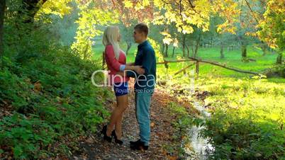 loving couple relaxing in autumn park