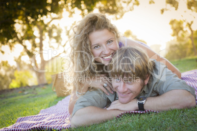 Attractive Loving Couple Portrait in the Park