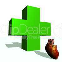 Green cross and heart