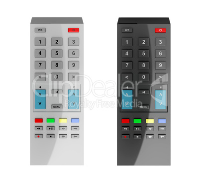 Black and gray remote controls