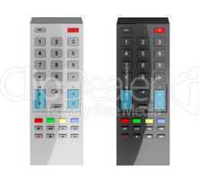 Black and gray remote controls