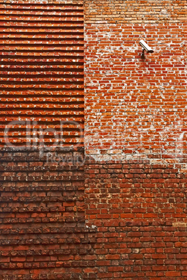Restored medieval brick wall