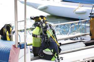 Tauchausrüstung auf dem Boot - Diving equipment