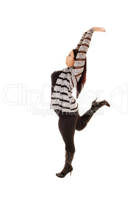 Girl stretching her arms.
