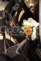 Wedding decoration on car