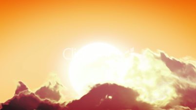 Beautiful Clean Sunrise with Huge Sun. Looped animation. HD 1080.