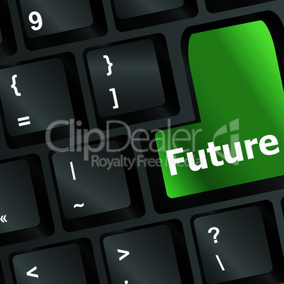 future time concept with key on computer keyboard