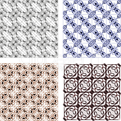 seamless vintage backgrounds set brown baroque Pattern. Vector set