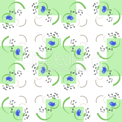 vector seamless pattern with cute birds