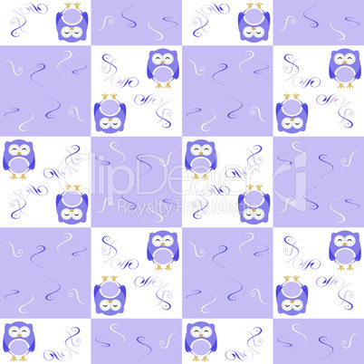 Cute blue seamless owl background patten for kids in vector