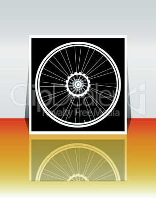 Bicycle wheel on flyer or cover
