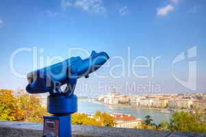 Overview of Budapest with binoculars