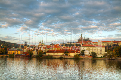 Overview of old Prague from Charles bridge side