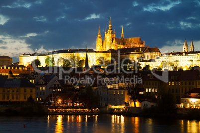 Overview of old Prague from Charles bridge