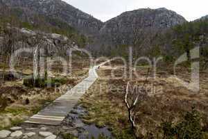 wooden track in rural landscape