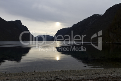 evening view over fjord in norway