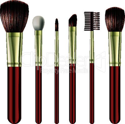 Set of makeup brushes