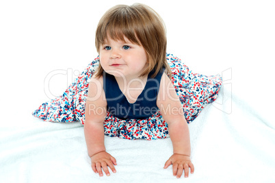 Cute baby girl crawling