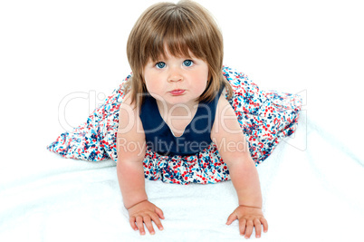 Adorable baby girl crawling