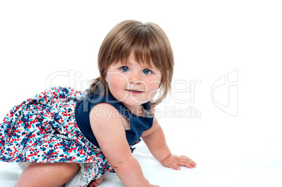 Cute little baby girl crawling