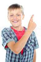 Young boy posing on white background