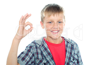Enthusiastic young student flashing a perfect sign