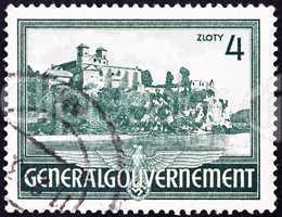 Postage stamp Poland 1941 Tyniec Monastery, Vistula River
