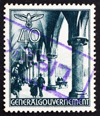 Postage stamp Poland 1940 Arcade, Cloth Hall, Cracow