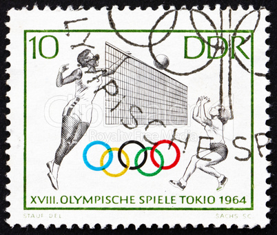 Postage stamp GDR 1964 Volleyball, Tokyo 64