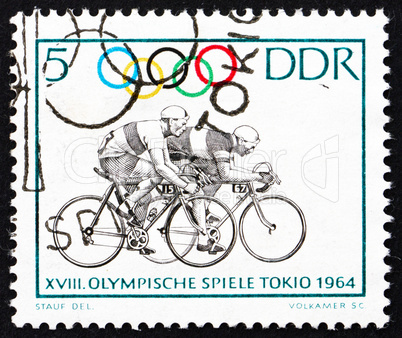 Postage stamp GDR 1964 Bicycling, Tokyo 64