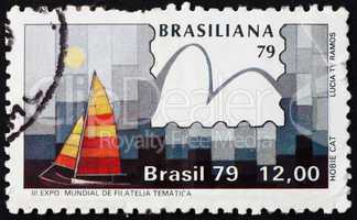 Postage stamp Brazil 1979 Hobie Cat Class, Yachts and Stamps
