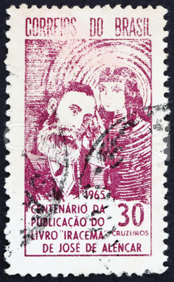 Postage stamp Brazil 1965 Jose de Alencar and Indian Princess