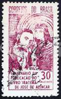 Postage stamp Brazil 1965 Jose de Alencar and Indian Princess