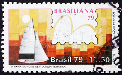 Postage stamp Brazil 1979 Snipe Class, Yachts and Stamps