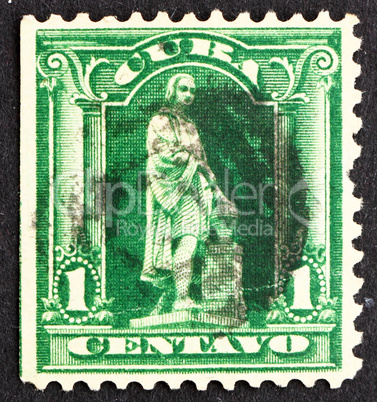 Postage stamp Cuba 1899 Statue of Christopher Columbus