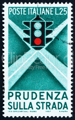 Postage stamp Italy 1957 Traffic Light