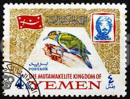 Postage stamp Yemen 1965 Dendrocopus Dorae, Bird