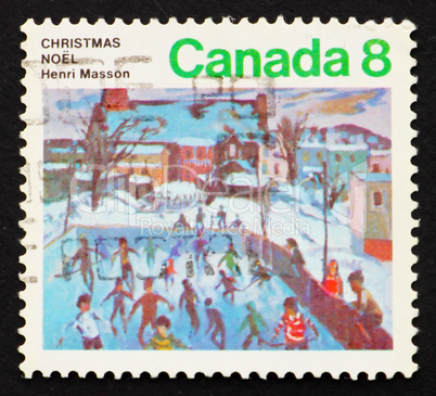 Postage stamp Canada 1974 Skaters at Hull by Henri Masson