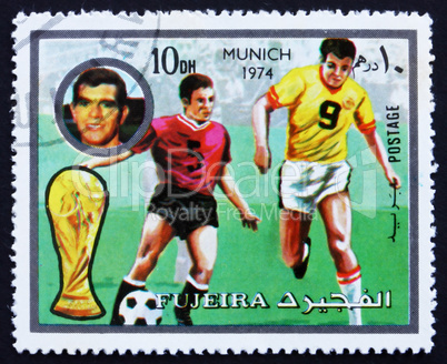 Postage stamp Fujeira 1972 Football Scene, Germany 74