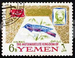 Postage stamp Yemen 1965 Cinnyricinclus Leucogaster, Bird