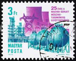 Postage stamp Hungary 1974 High Voltage Line and Pipe line