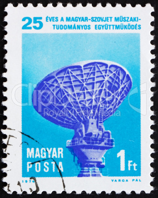 Postage stamp Hungary 1974 Intersputnik Tracking Station
