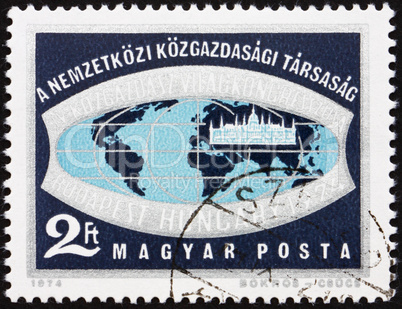 Postage stamp Hungary 1974 Globe and Hungarian Parliament