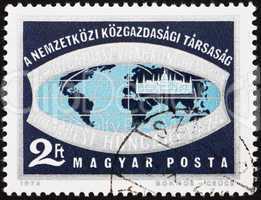 Postage stamp Hungary 1974 Globe and Hungarian Parliament