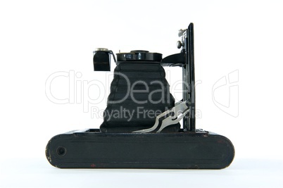 Black Vintage Folding Camera on Side