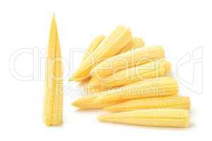 Baby corn on a white background