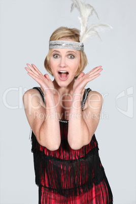 Woman with a feather headband