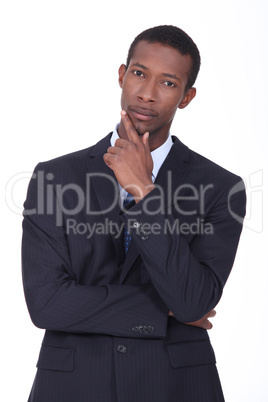 Pensive African American businessman
