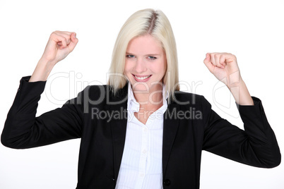 Excited female businesswoman